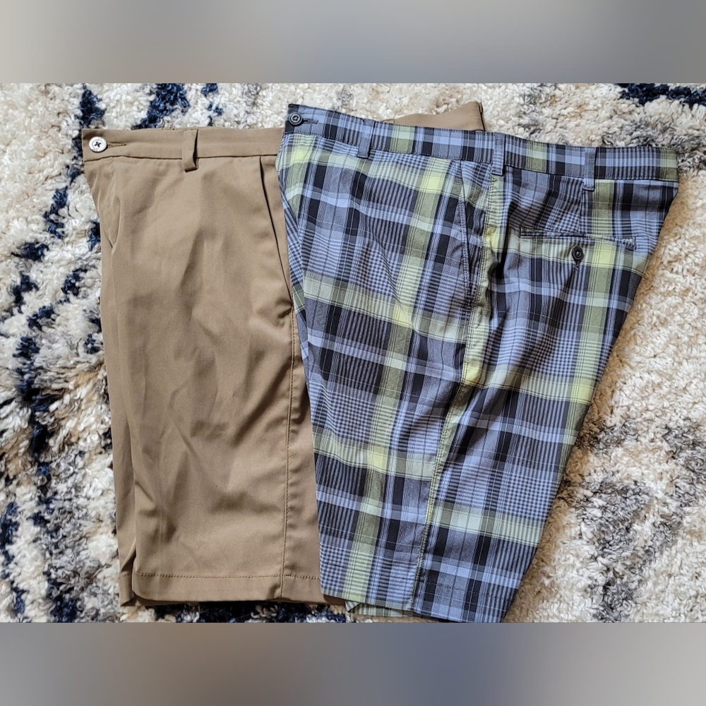 Mens Dress Golf SHORTS PGA Tour Plaid & LEE Cooltex SPORT SIZE 34